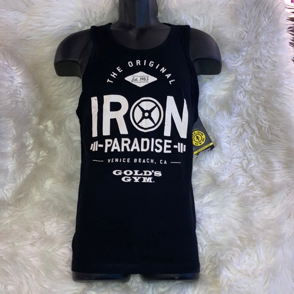 GOLD’S GYM Black Venice Beach Iron Paradise Muscle Tee Tank Top S - Picture 10 of 12
